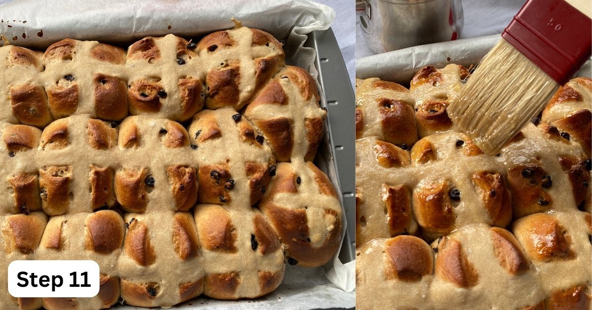 Hot Cross buns glazed with Marmalade.