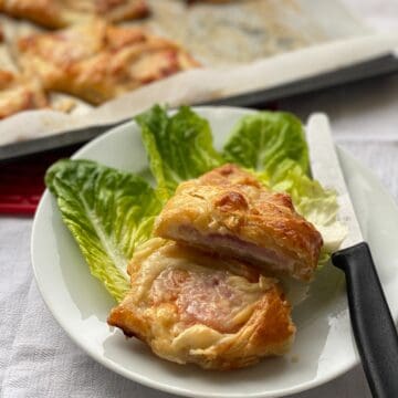 Cheese and Bacon Turnover sliced.