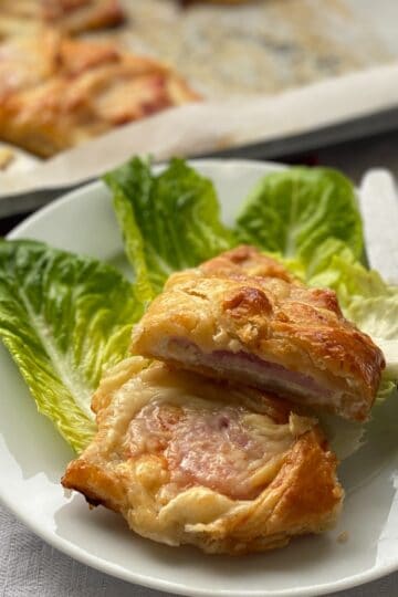 Cheese and Bacon Turnover sliced.