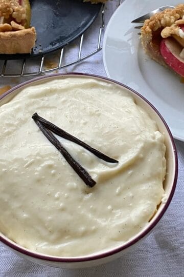 Thick homemade custard in a dish.