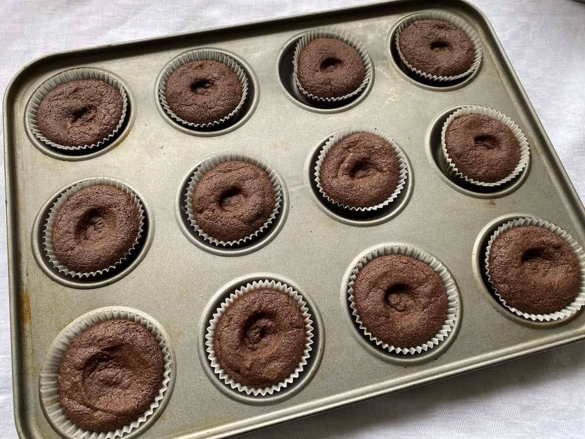 Tray of baked Chocolate Melting Moments.